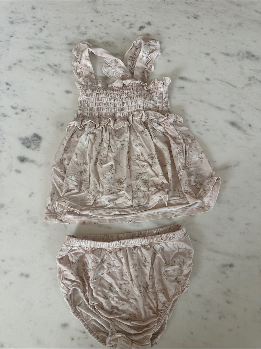 Angel Dear Blush Floral Smocked Tank Top & Bloomer Set